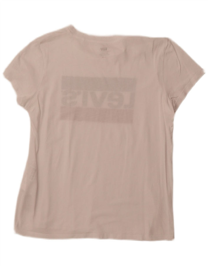LEVI'S Camiseta gráfica para mujer Top UK 12 Medium White Cotton