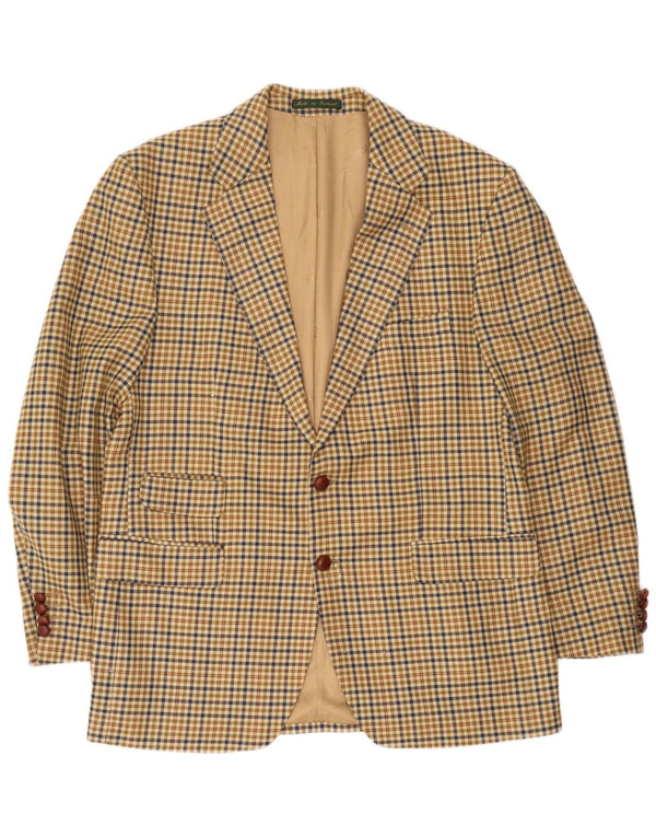Magee Chaqueta tipo blazer de 2 botones para hombre EU 54 Large Beige Check Lana nueva