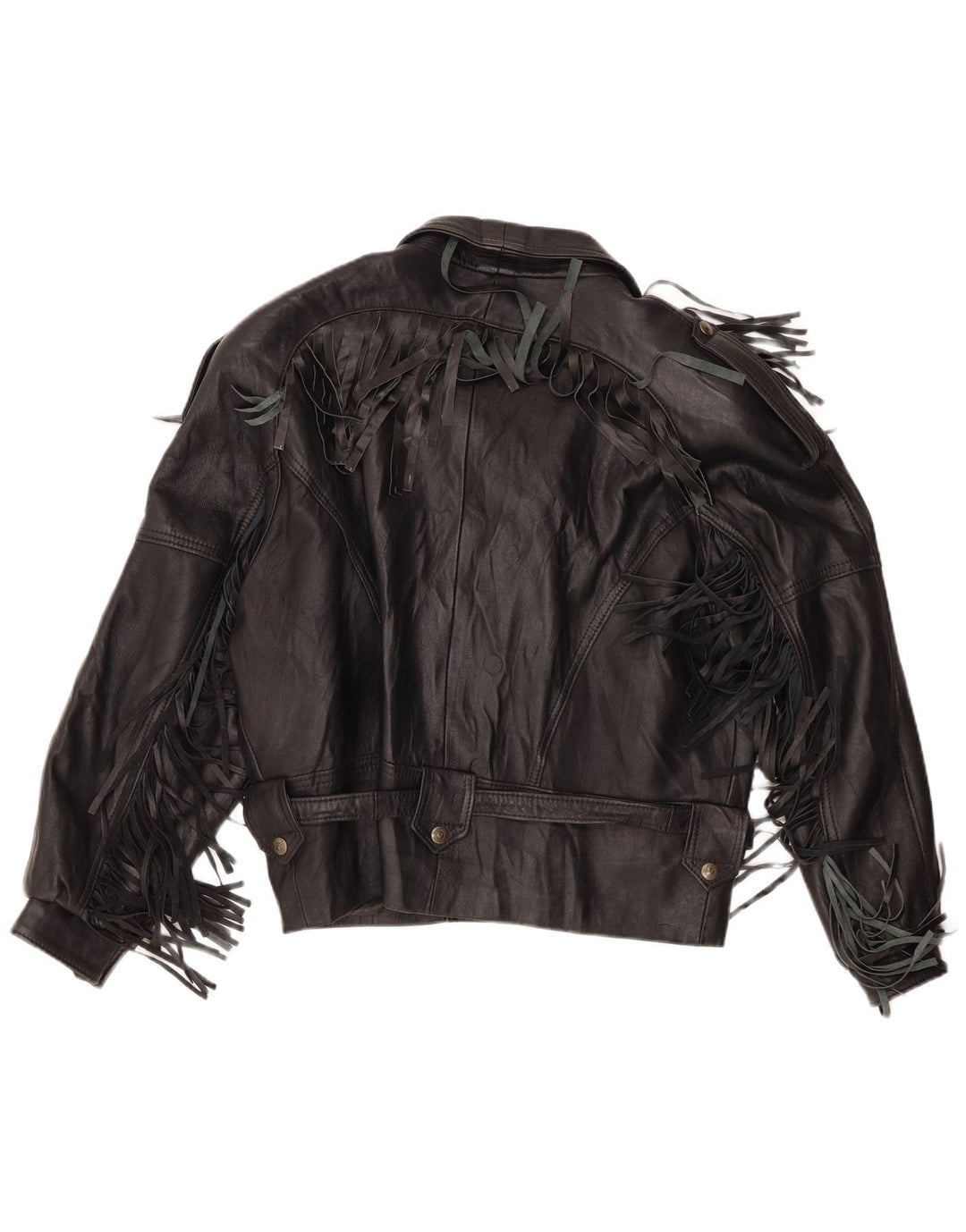 Vintage hombres cuero biker chaqueta Reino Unido 40 grande negro