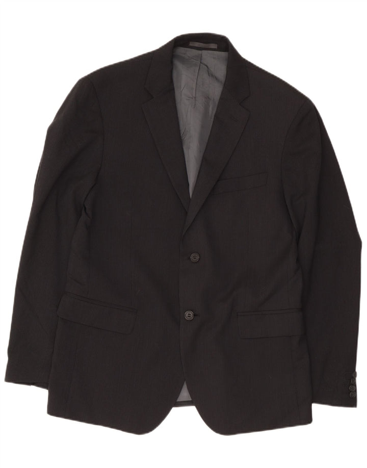 Calvin Klein Chaqueta tipo blazer de 2 botones para hombre IT 52 XL Lana a rayas negras