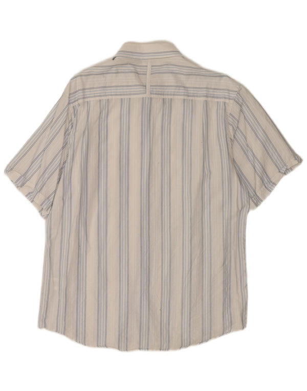 Lee Cooper Camisa De Manga Corta Regular Fit Para Hombre XL Algodón A Rayas Blanco