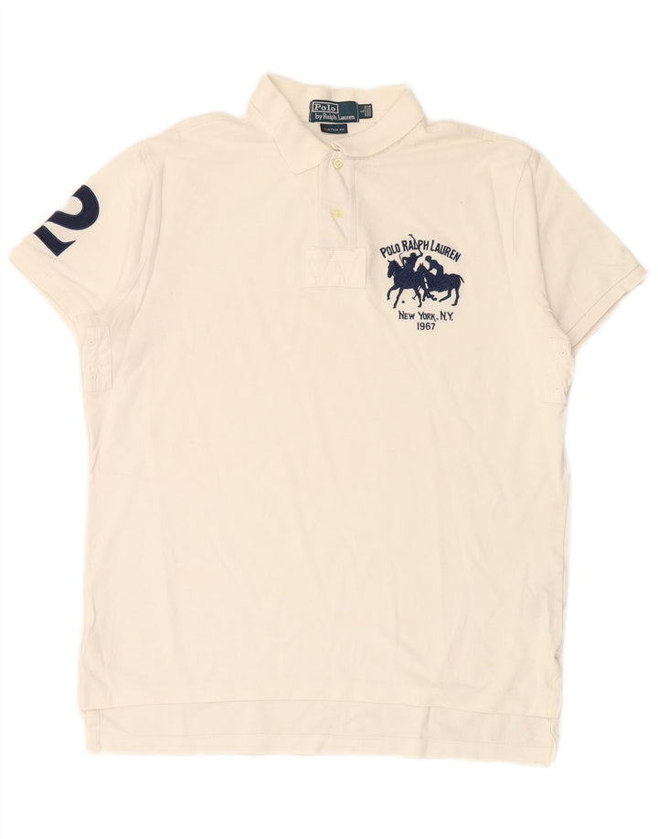 POLO RALPH LAUREN Polo de rugby de ajuste personalizado para hombre Algodón blanco grande