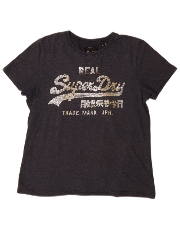 Superdry Camiseta Gráfica para Mujer Top UK 40 Gris Medio