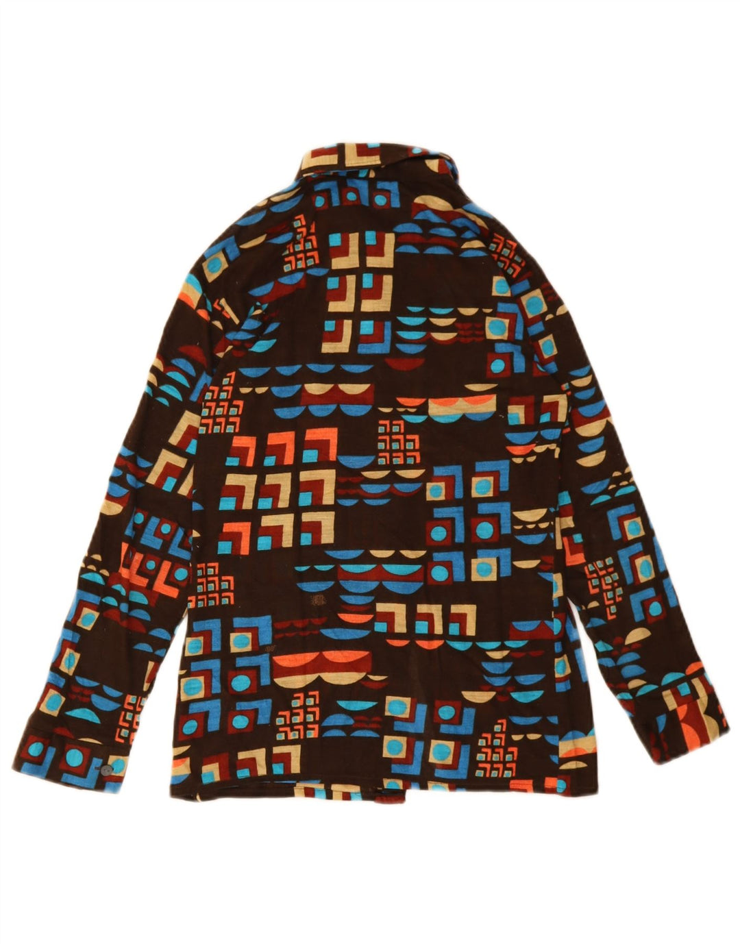 Camisa Niño Vintage 11-12 Años Marrón Geométrico Poliacrílico