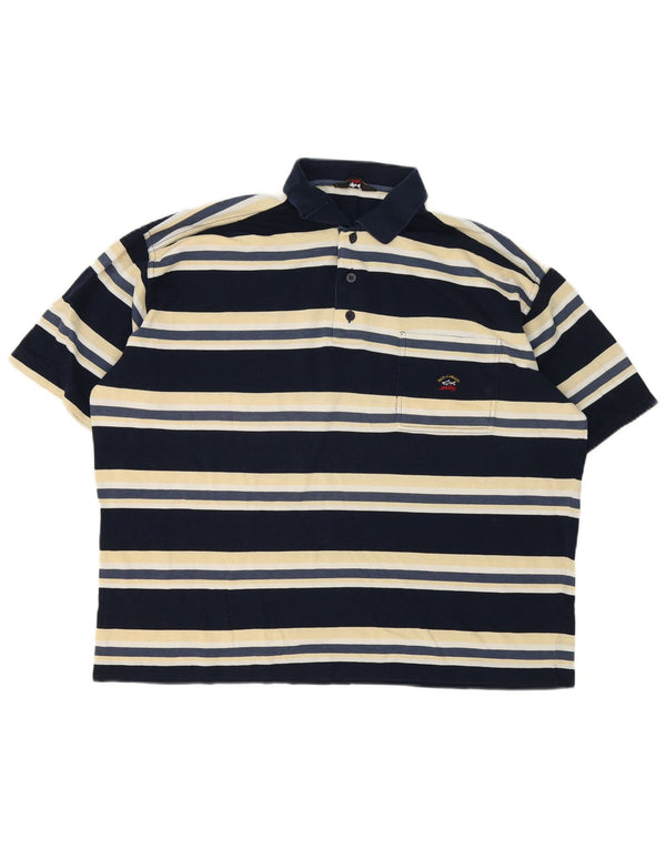 Paul & Shark Polo para hombre 2XL Algodón a rayas azul marino
