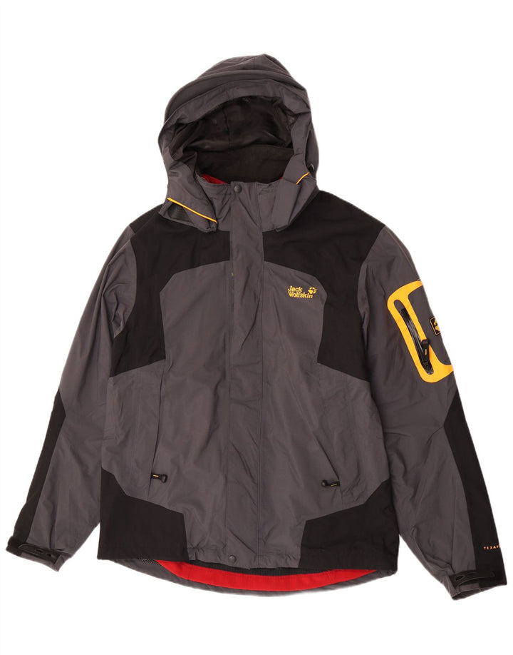 Jack Wolfskin Chaqueta cortavientos para hombre Reino Unido 40/42 Grande Gris Colorblock