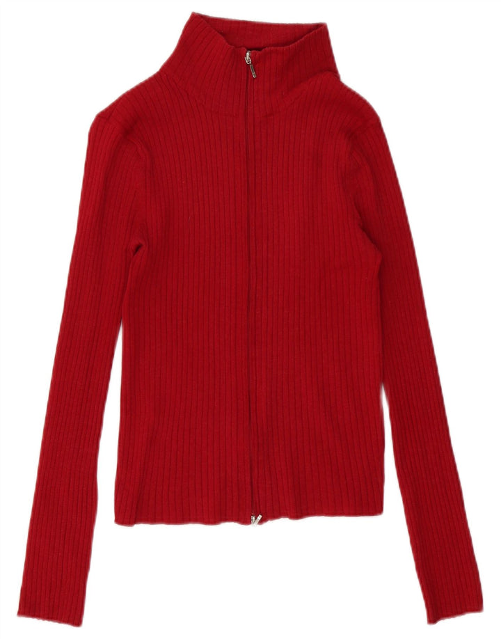 Zara Mujer Cárdigan Suéter UK 12 Medium Red Ramie