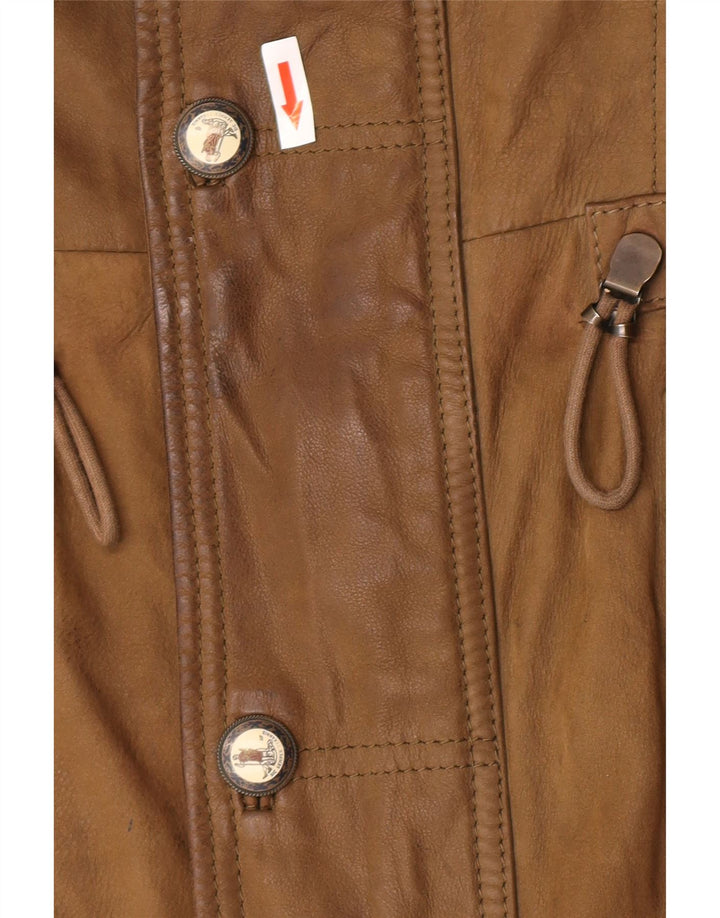 Martin Eden Abrigo de cuero para hombre IT 50 Cuero caqui grande