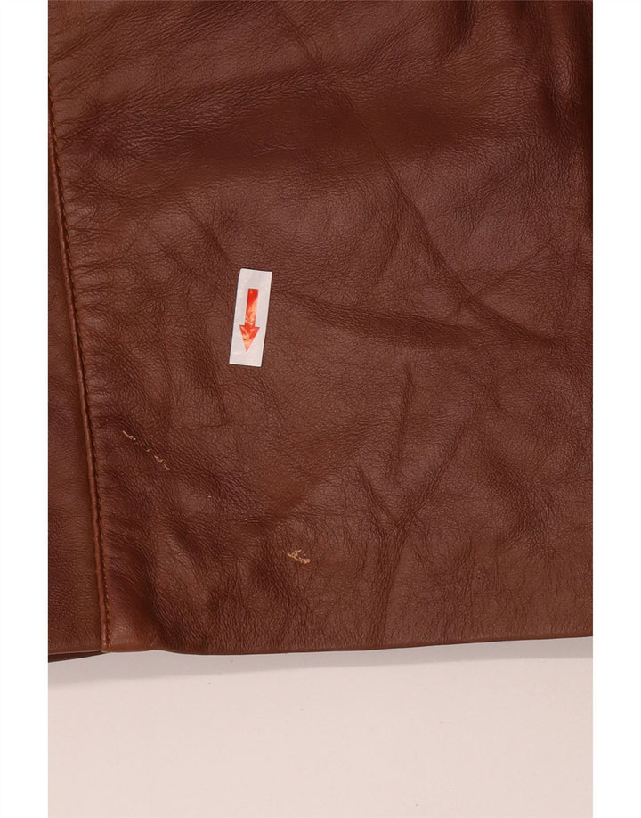 Vintage hombres 3 botones cuero Blazer chaqueta Reino Unido 40 cuero marrón grande