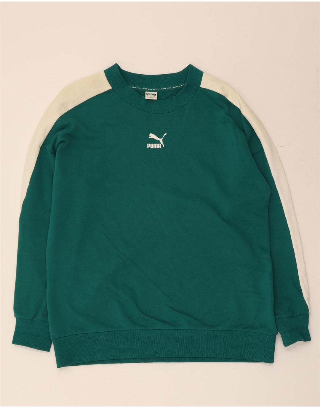 Puma Hombre Sudadera Jumper Small Verde Colorblock Algodón