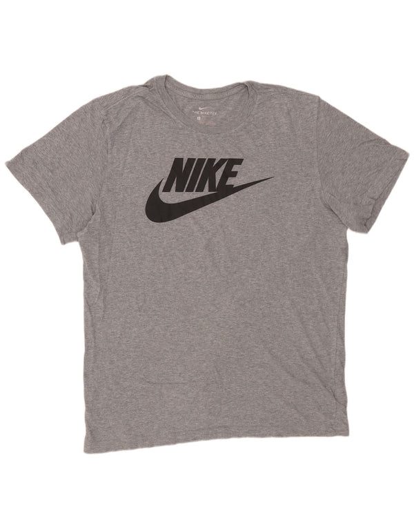 NIKE Camiseta gráfica para hombre Top grande de algodón gris
