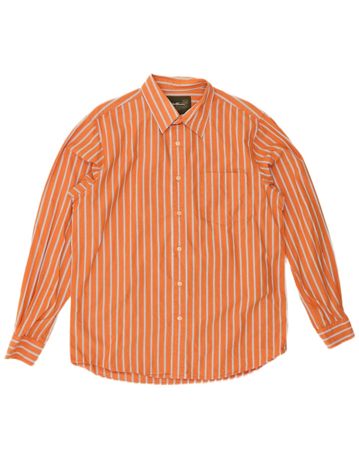 EDDIE BAUER Camisa De Hombre Algodón A Rayas Naranja Medio