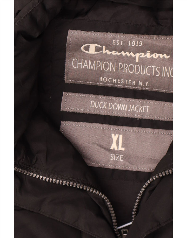 Champion Abrigo acolchado con capucha para hombre UK 42 XL Poliéster negro