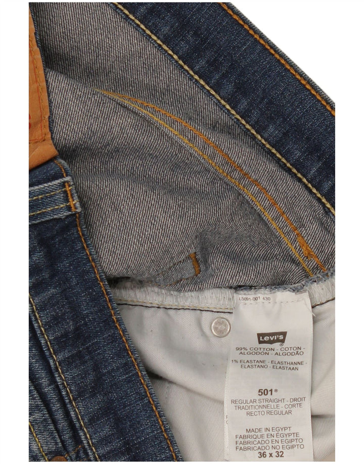 Levi's Hombre 501 Vaqueros Rectos W36 L32 Algodón Azul