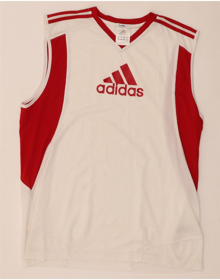 Adidas Hombre Climalite Graphic Vest Top Medio Blanco Colorblock Poliéster