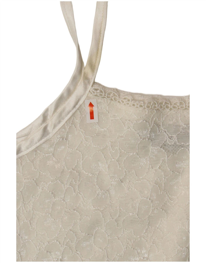 VINTAGE Womens Cami Top UK 12 Medium White