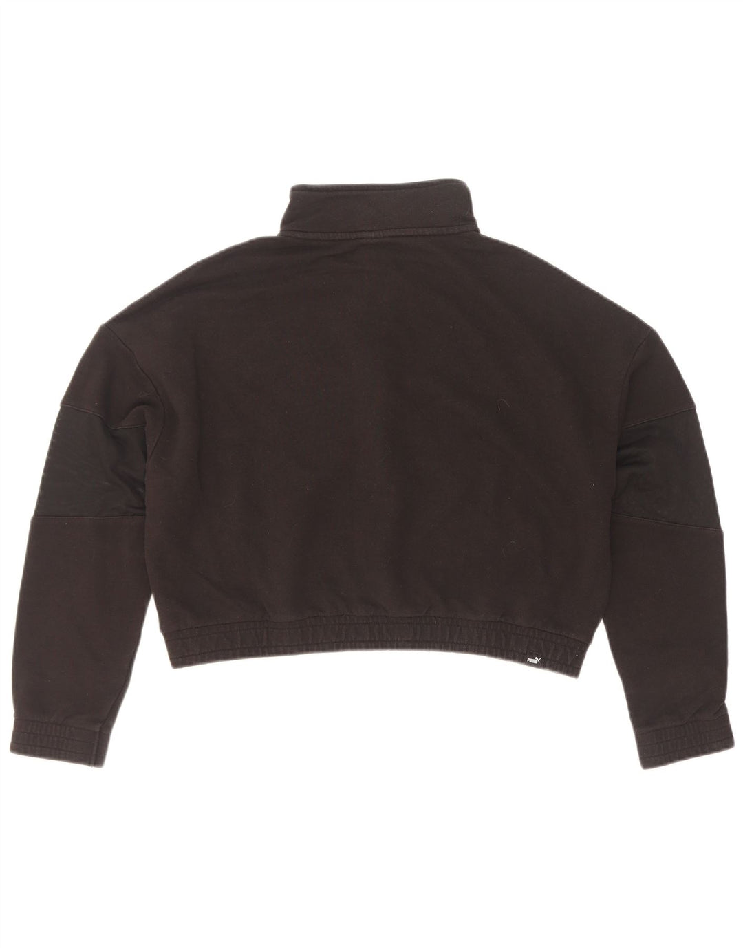 Puma Mujer Crop Oversize Chándal Top Chaqueta Reino Unido 10 Pequeño Algodón Negro