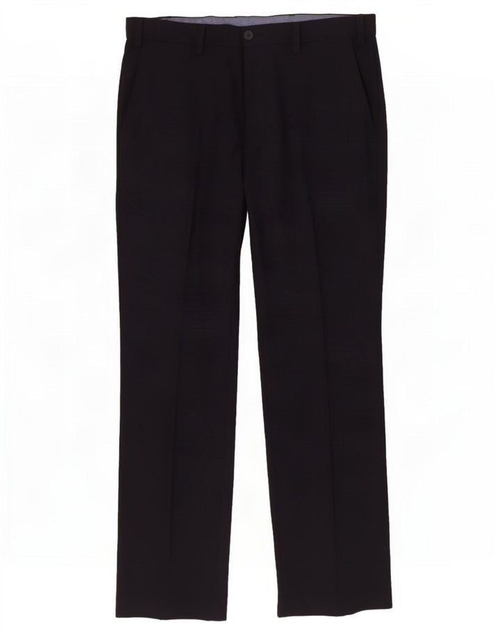 Marks & Spencer Pantalón chino regular para hombre W34 L31 Poliéster azul marino