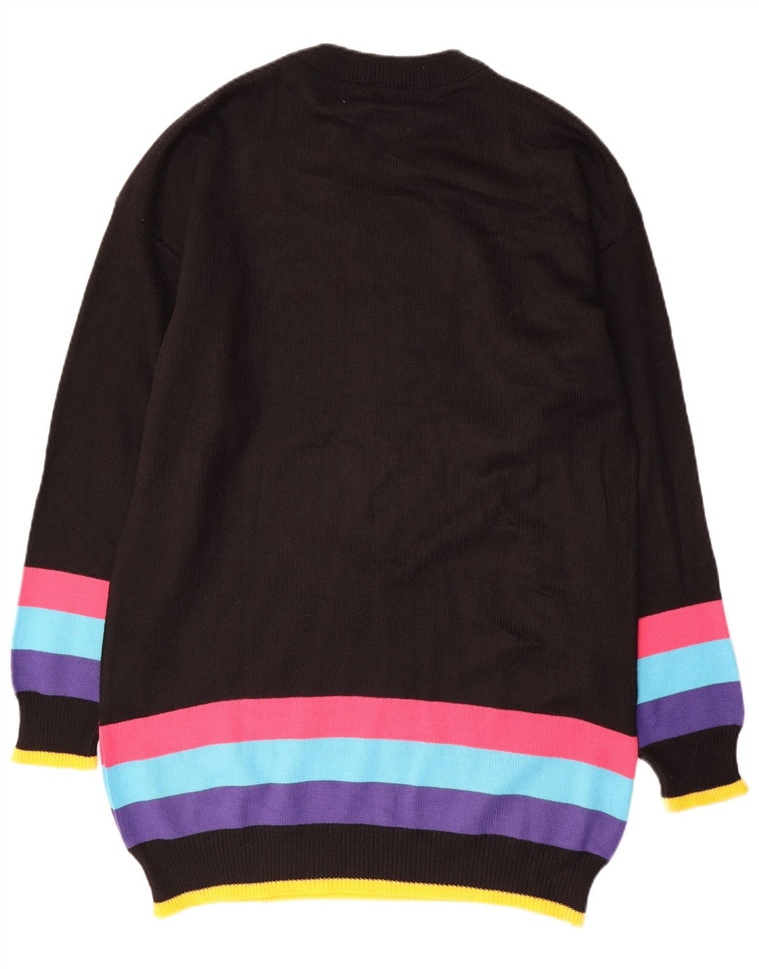 VINTAGE Vestido de jersey gráfico para mujer Reino Unido 16 Bloque de color negro grande