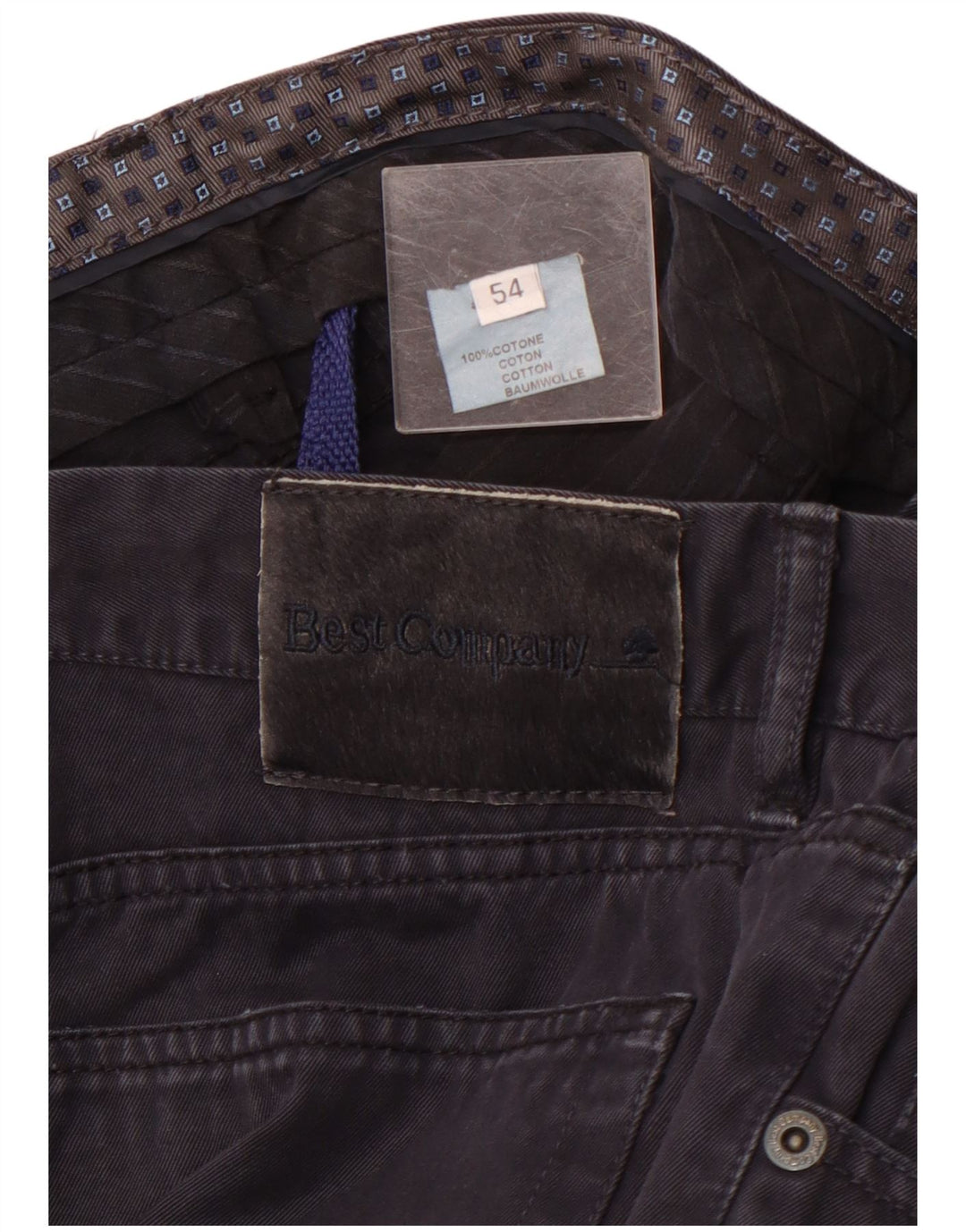 BEST COMPANY Pantalones casuales rectos para hombre EU 54 2XL W38 L26 Azul marino