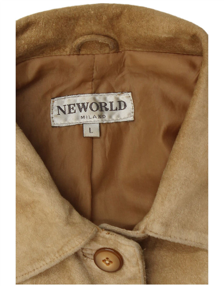 Vintage mujer ante chaqueta Reino Unido 16 grande beige