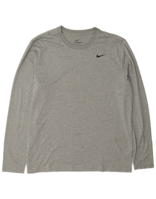 Nike Camiseta Dri Fit para hombre de manga larga XL Poliéster moteado gris