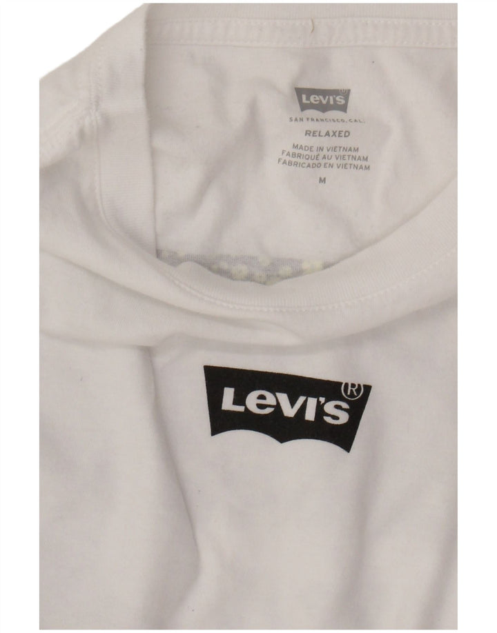 LEVI'S Mens Relaxed Graphic Top Manga Larga Algodón Blanco Medio