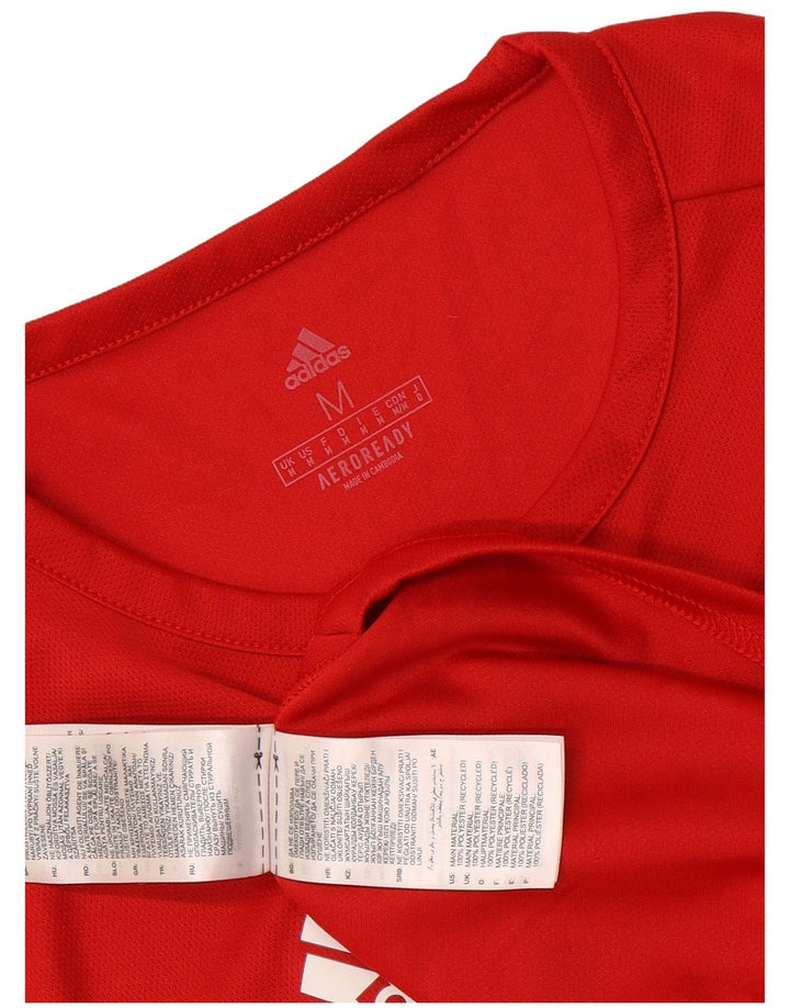 Adidas Hombre Aeroready Camiseta Superior Medio Rojo Colorblock Poliéster
