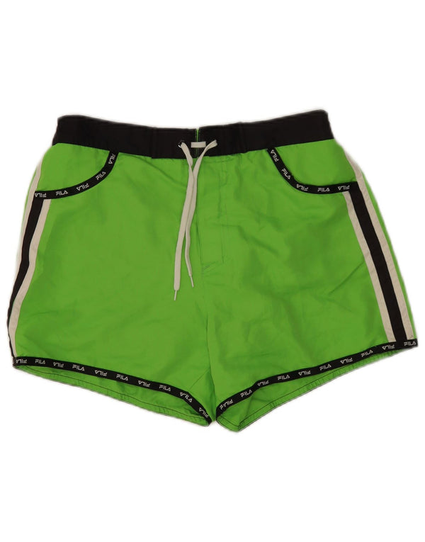 Fila Womens Graphic Swimming Shorts UK 14 Large Green Polyester