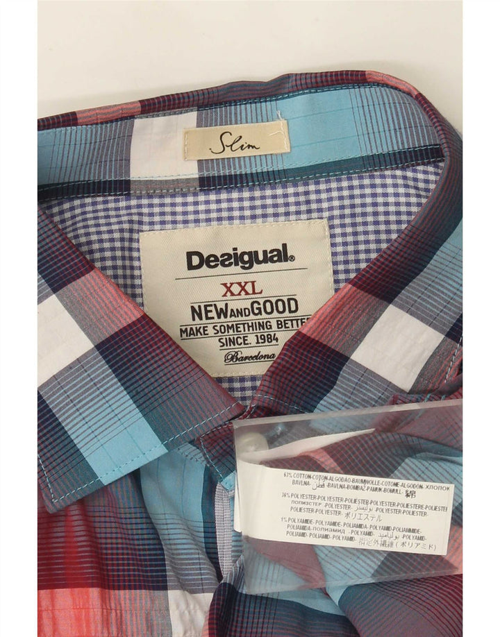 Camisa Desigual Hombre Slim 2XL Algodón Cuadros Multicolor