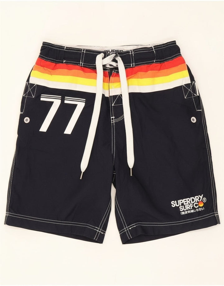 Superdry Bañador con gráfico para hombre, talla pequeña, poliéster azul marino