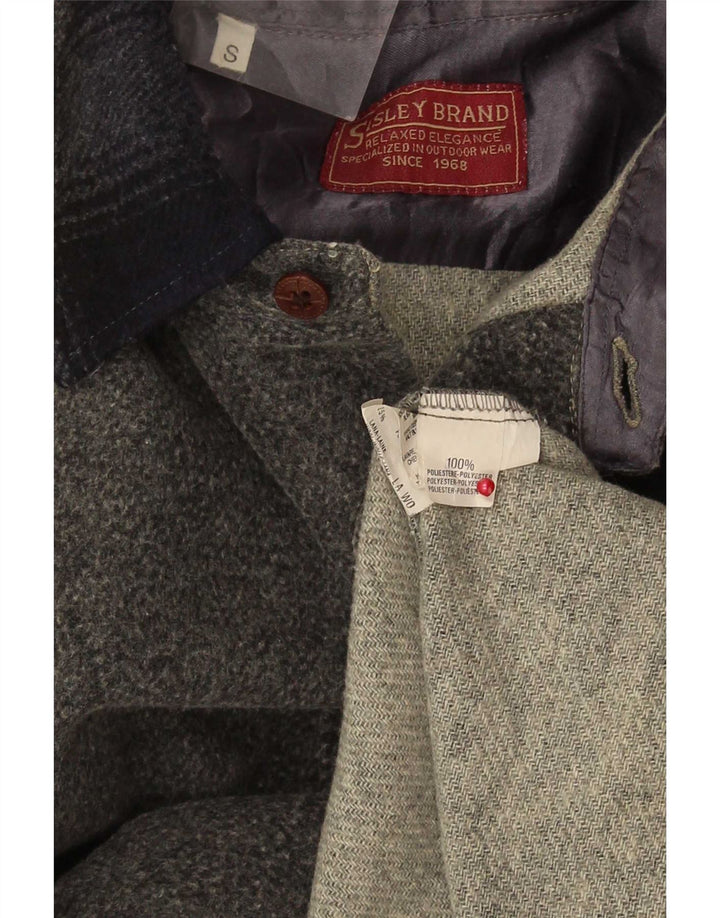 Sisley Hombre Sobrecamisa Loose Fit Camisa Small Gris Colorblock Poliéster
