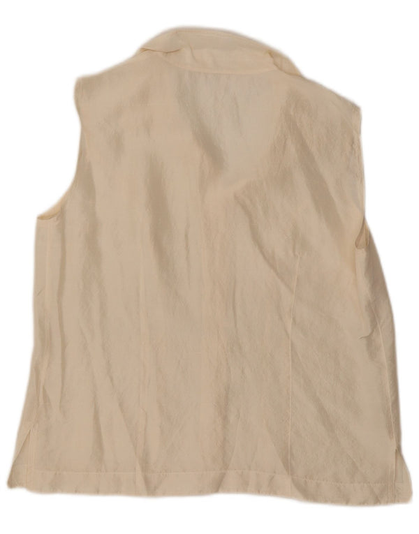 Vintage mujer camisa sin mangas blusa Reino Unido 16 grande de blanco