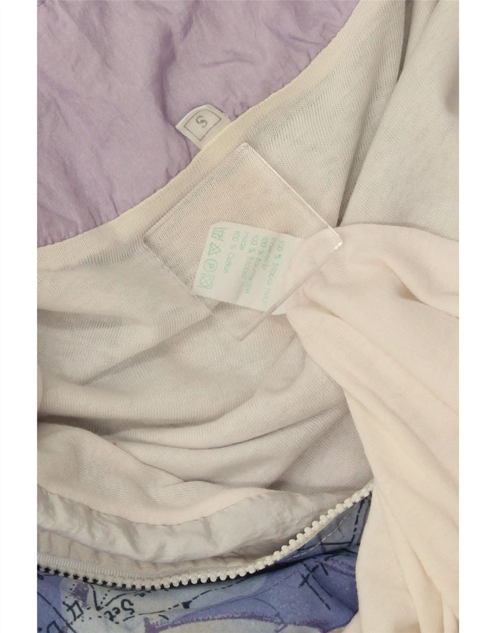 VINTAGE Chaqueta superior de chándal de gran tamaño para mujer Reino Unido 10 Pequeño Blanco