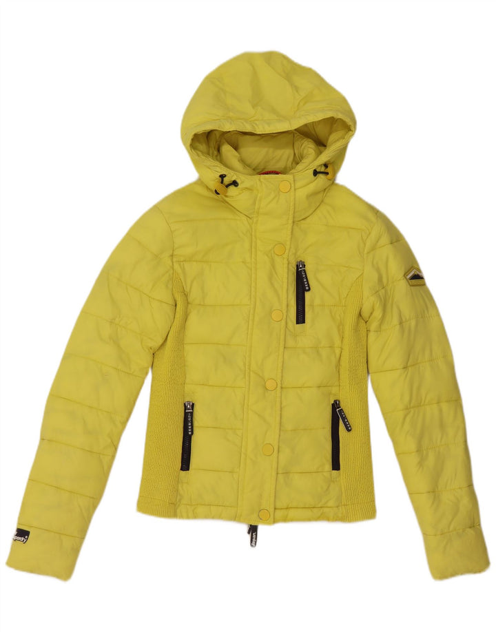 SUPERDRY Chaqueta acolchada con capucha para mujer UK 44 Medium Yellow Nylon