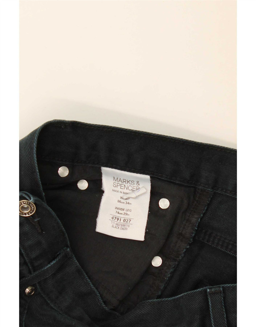 Marks & Spencer Vaqueros rectos Blue Harbor para hombre W34 L29 Algodón negro