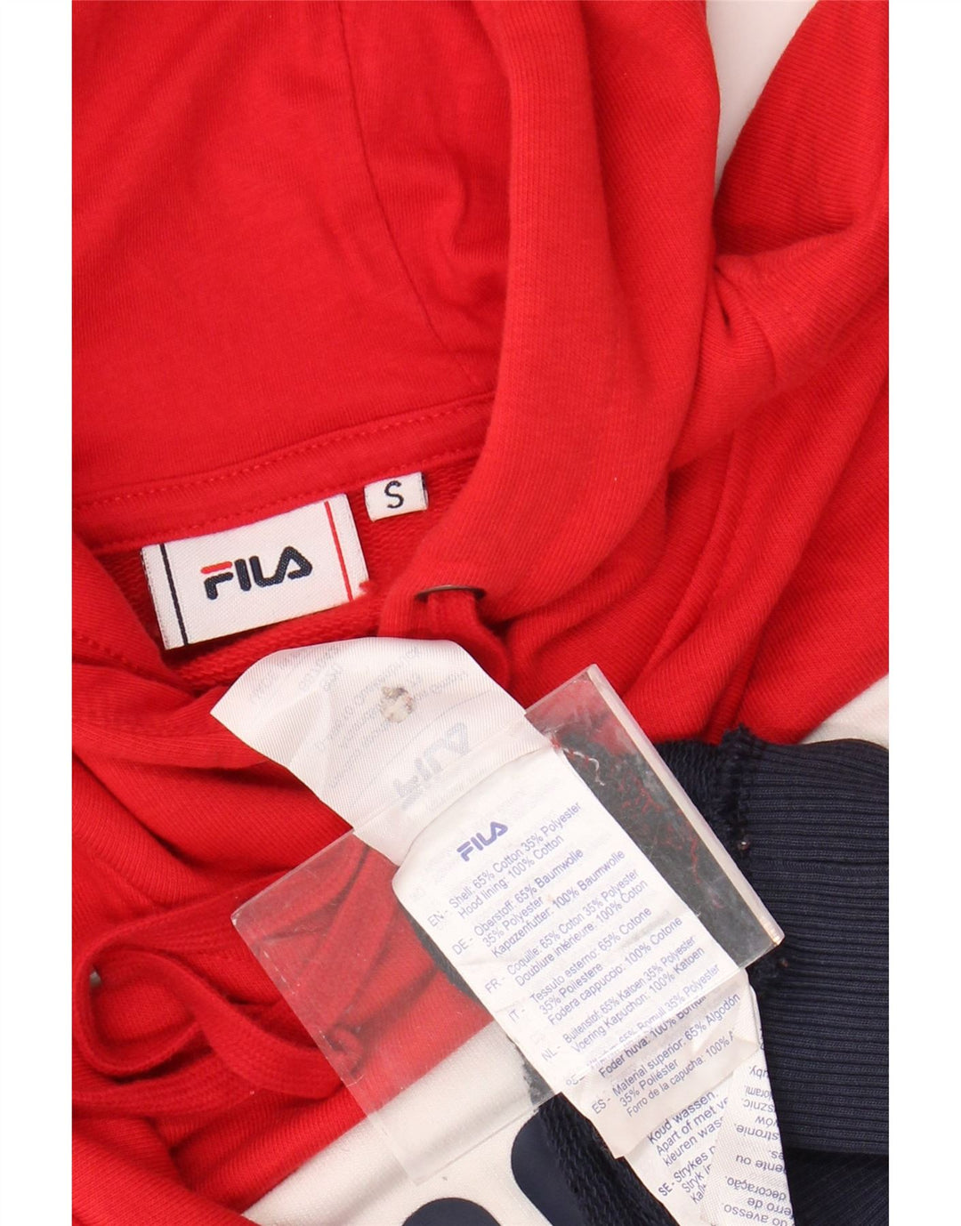FILA Jersey con capucha gráfica para mujer Reino Unido 10 Pequeño bloque de color multicolor
