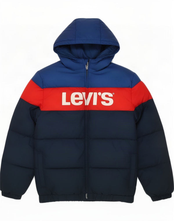 Levi's Chaqueta acolchada con capucha y gráfico para niños 13-14 años XL Bloque de color azul