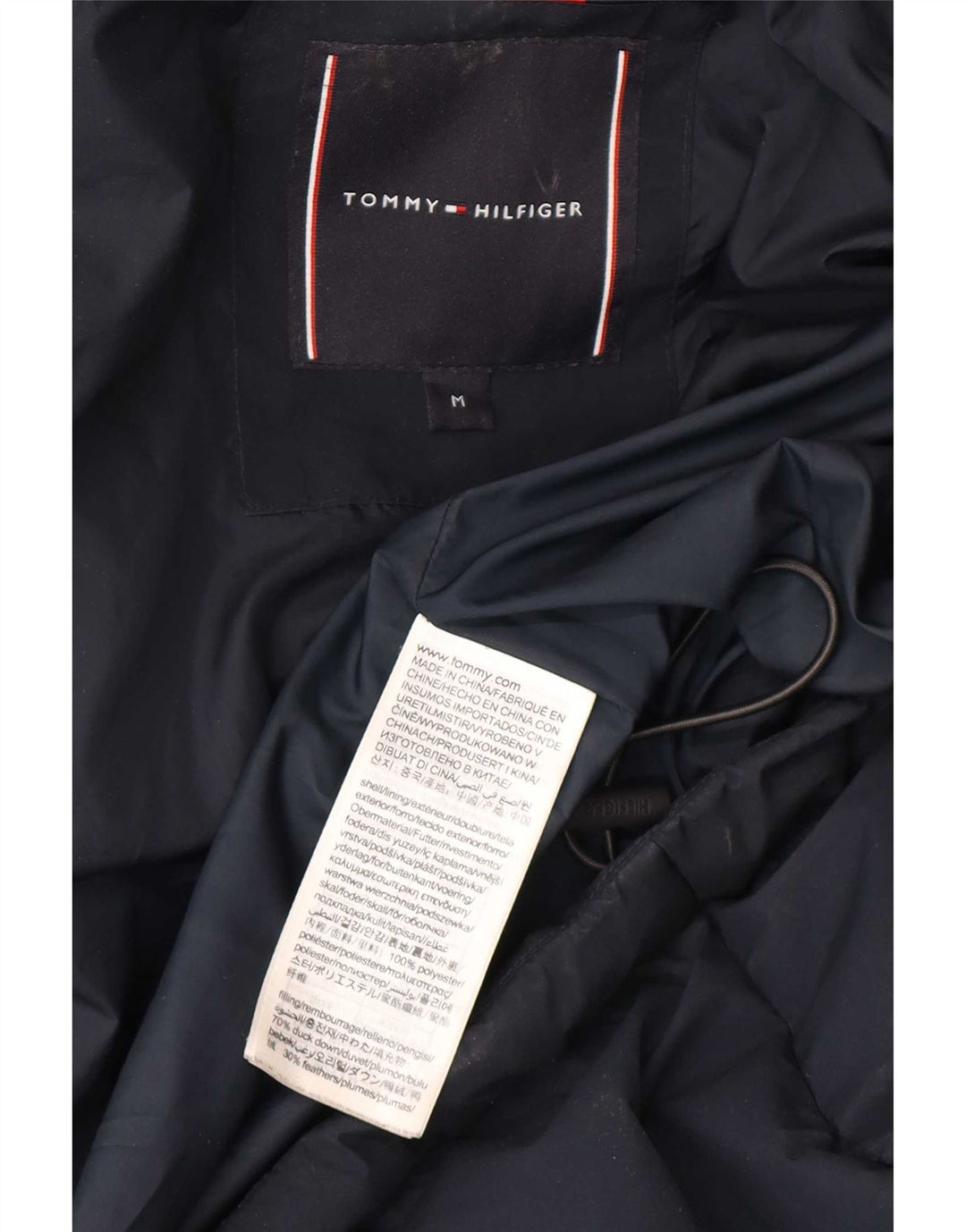 Tommy Hilfiger Chaqueta acolchada con capucha para hombre UK 38 Medium Azul marino Poliéster