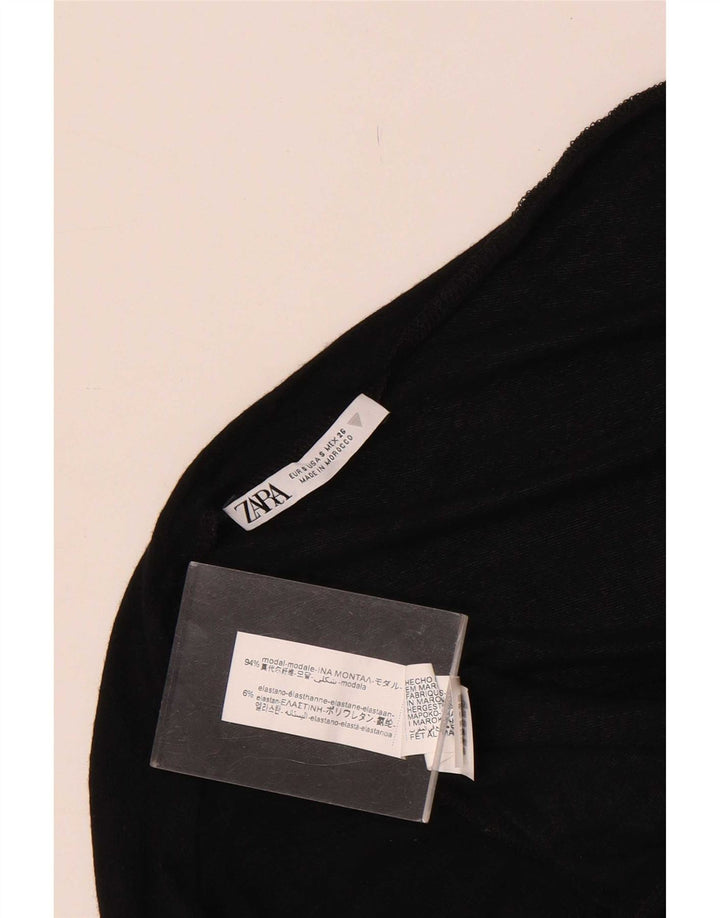 Zara Mujer Top Manga Larga UK 8 Small Negro Modal
