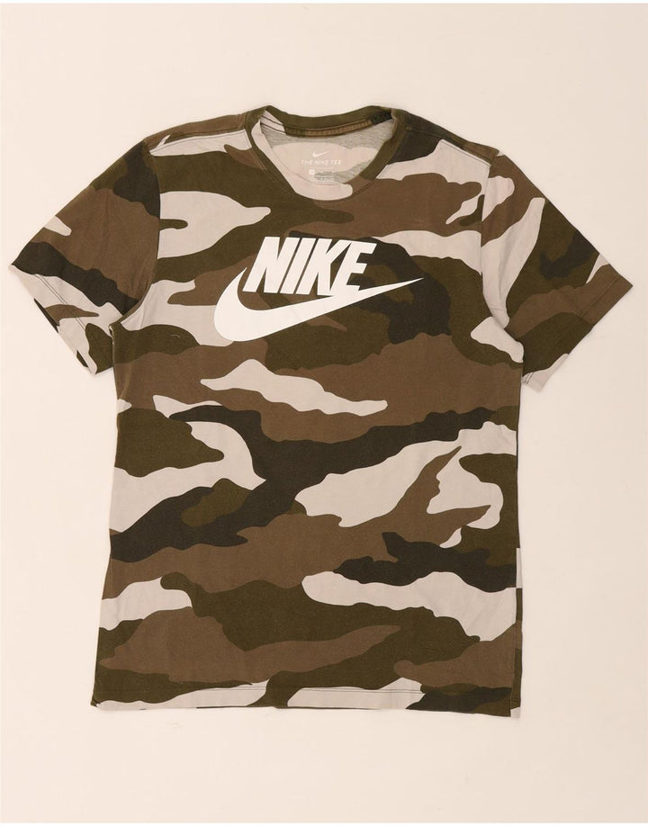NIKE Camiseta gráfica para hombre Top Medium Khaki Camuflaje Algodón