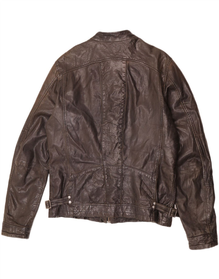 Bomboogie Chaqueta de cuero para hombre UK 42 XL Cuero marrón