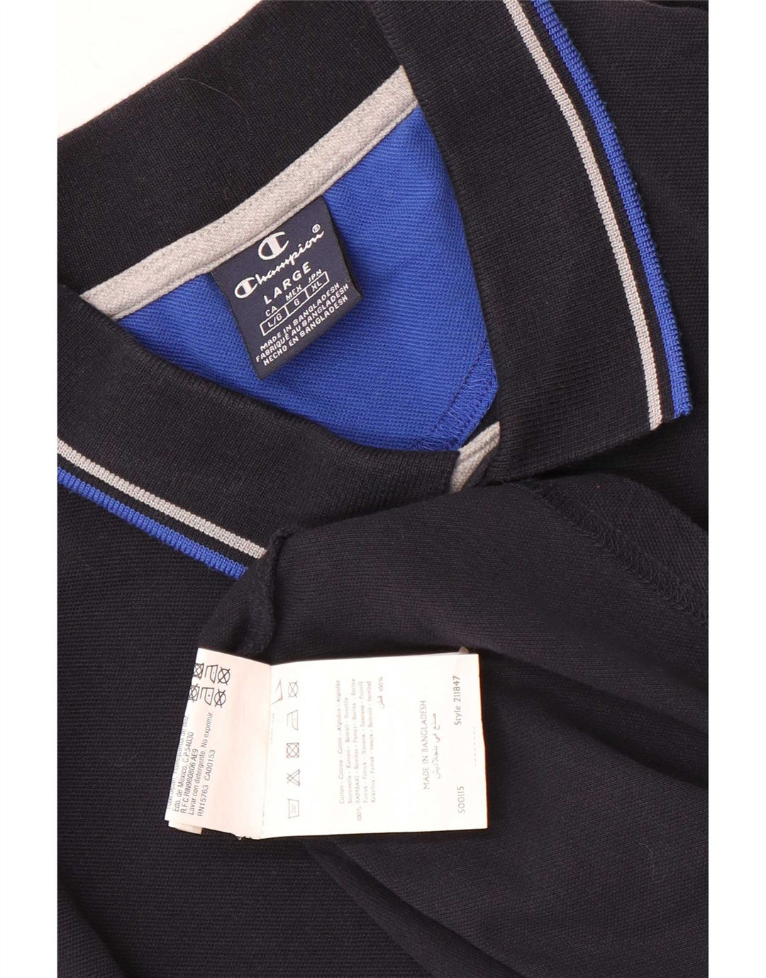 Champion Polo para hombre de algodón a rayas azul marino grande