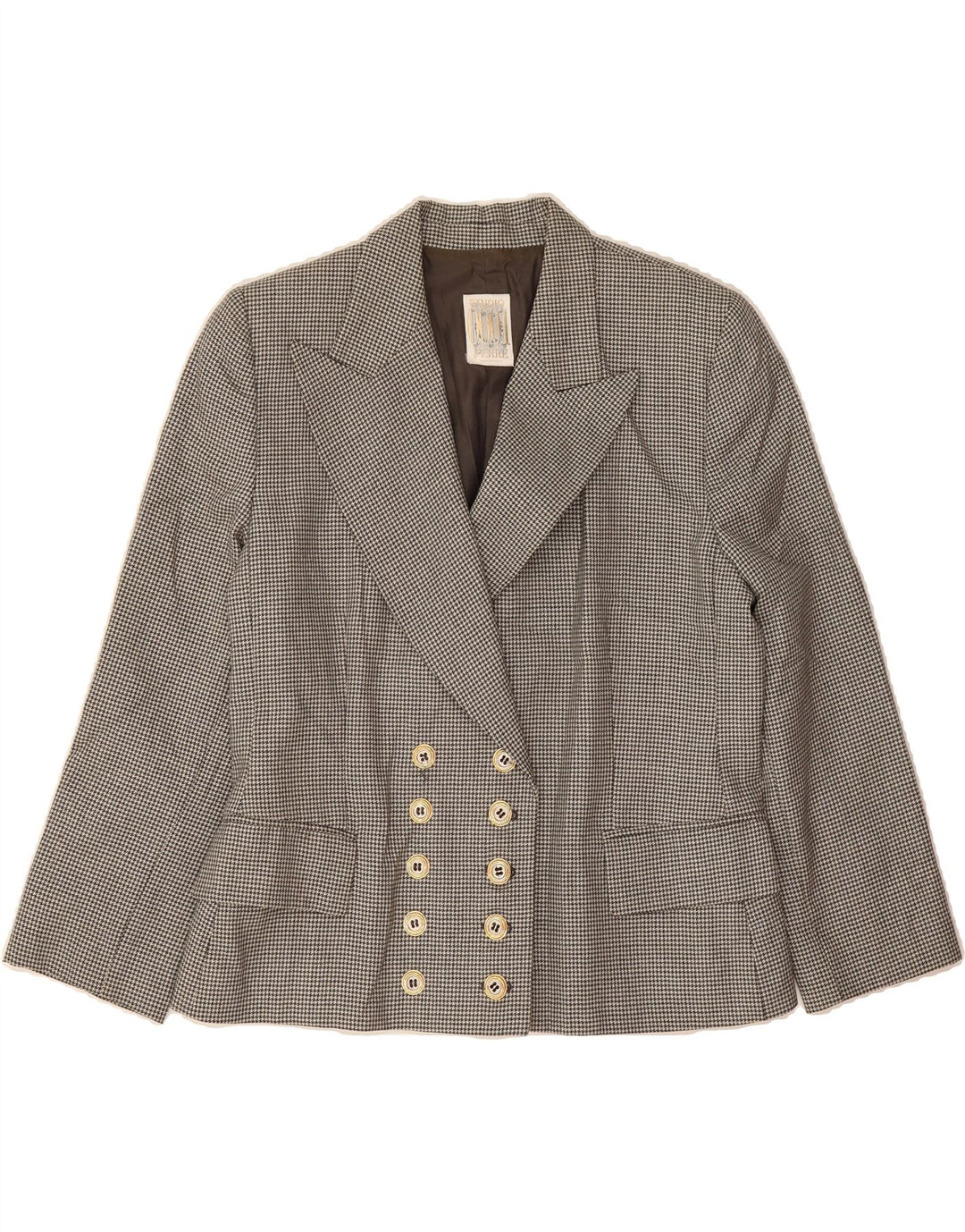 GIANFRANCO FERRE Womens Blazer Jacket UK 14 Large Grey Houndstooth Vintage Gianfranco Ferre and Second-Hand Gianfranco Ferre from Messina Hembry 