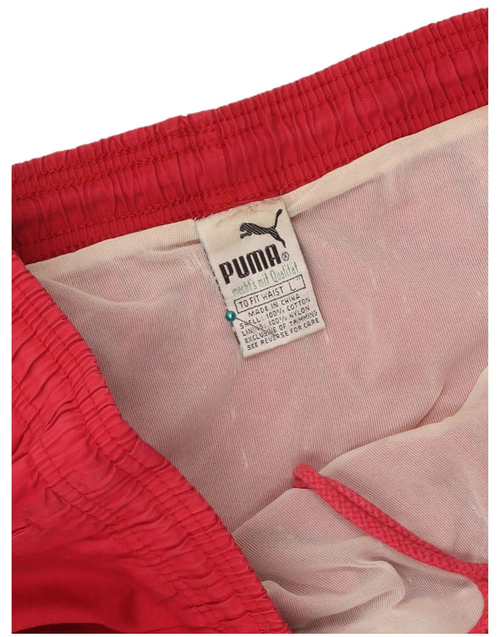 Puma Pantalones cortos deportivos para hombre de algodón geométrico rojo grande