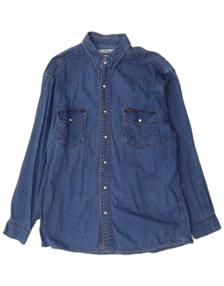 Wrangler Camisa vaquera occidental para hombre XL Algodón azul