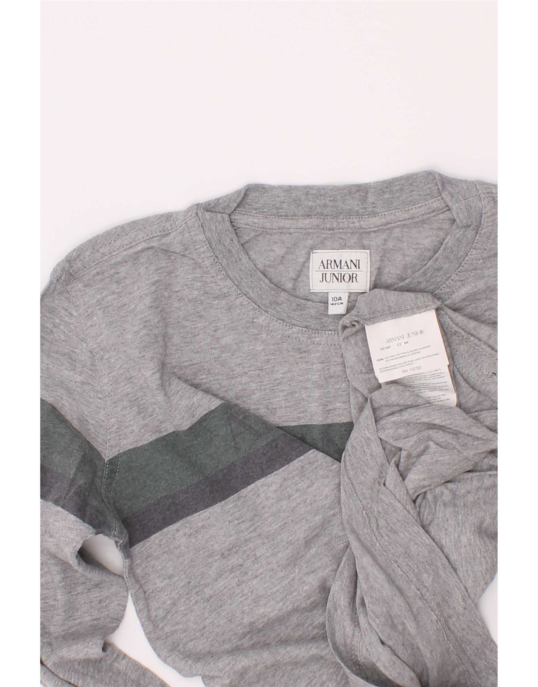 Armani Jeans Camiseta gráfica para niños de manga larga 9-10 años Gris Colorblock