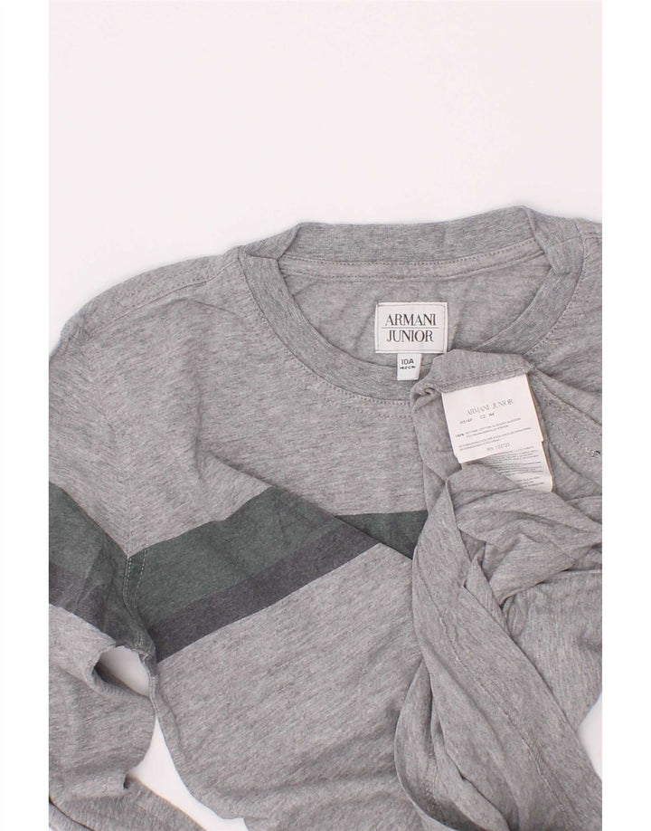 Armani Jeans Camiseta gráfica para niños de manga larga 9-10 años Gris Colorblock