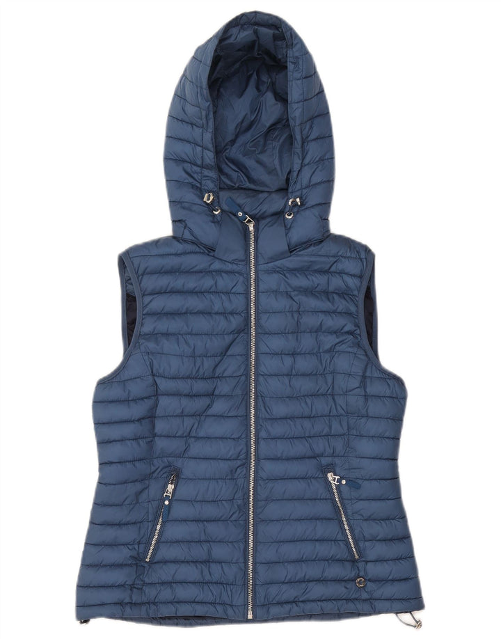 Massimo Dutti Chaleco Acolchado Con Capucha Mujer UK 42 Azul Medio Poliéster
