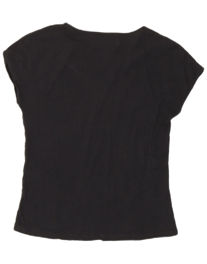 Zara - Camiseta con estampado abstracto para mujer, talla 40, talla M, algodón negro